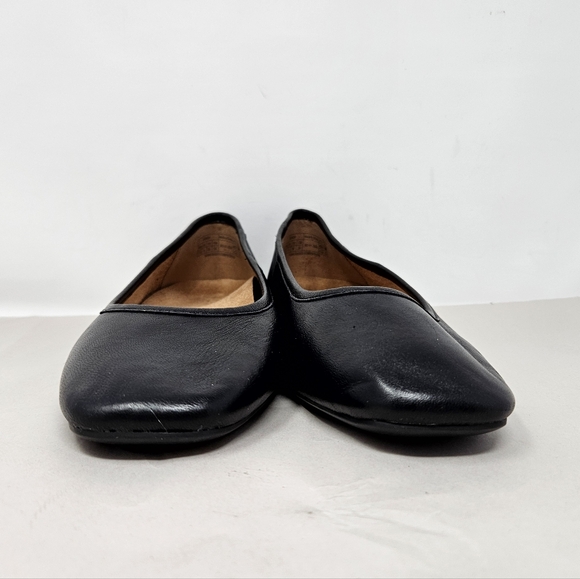 Vionic Orinda Flats Womens Sz 7.5M Black Leather Square Toe Low Heel Vio-motion - Picture 2 of 10